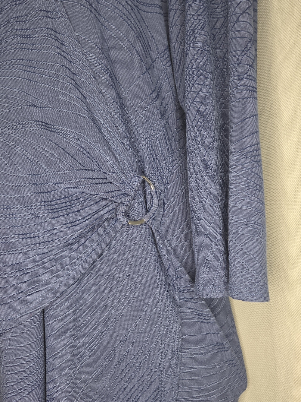 Chicos Women’s Asymmetrical Knot-Detail Top in Slate Blue Size Medium - Picture 2 of 9